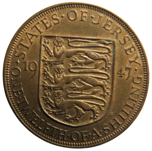 1947 King George VI States of Jersey 1/12th of a Shilling Coin.