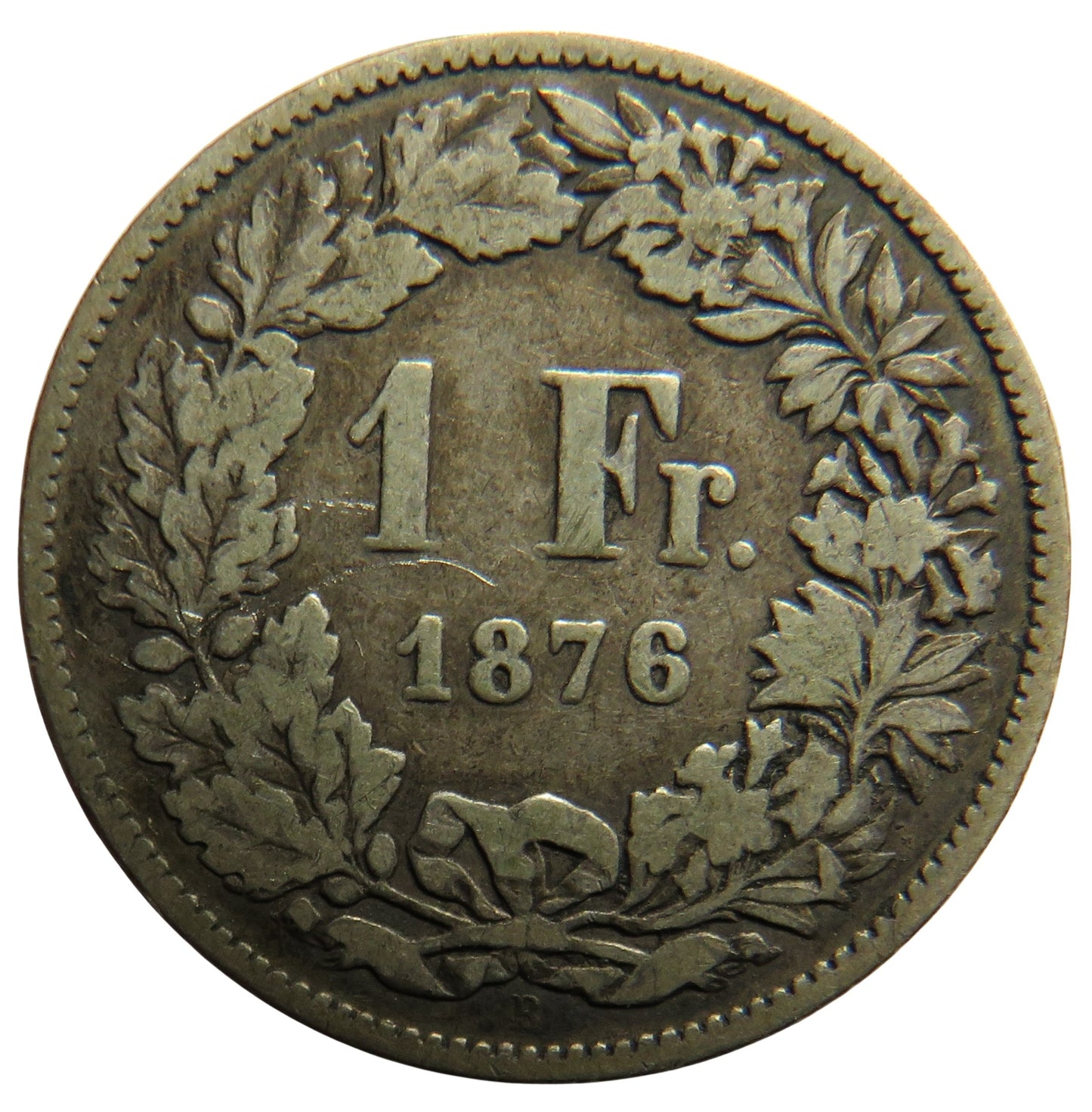 1876 Switzerland Silver One Franc Coin