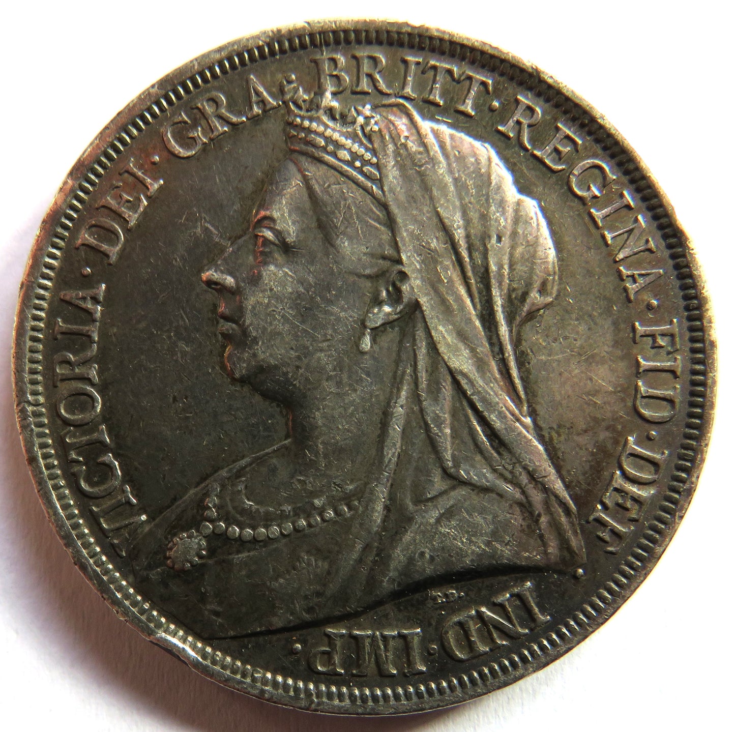 1893 LVII Queen Victoria Silver Crown Coin - Great Britain