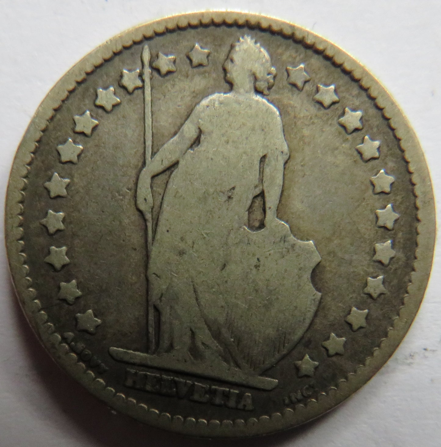 1876 Switzerland Silver One Franc Coin