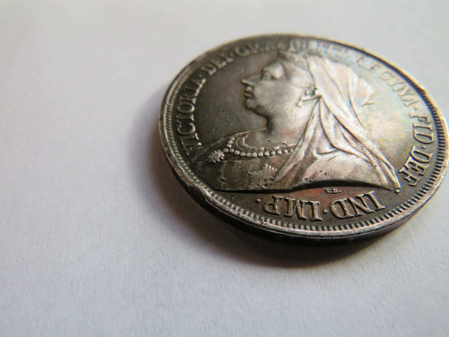 1893 LVII Queen Victoria Silver Crown Coin - Great Britain