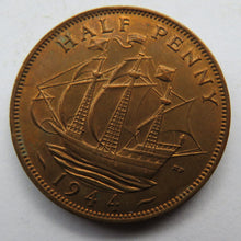 Load image into Gallery viewer, 1944 King George VI Halfpenny Coin Higher Grade
