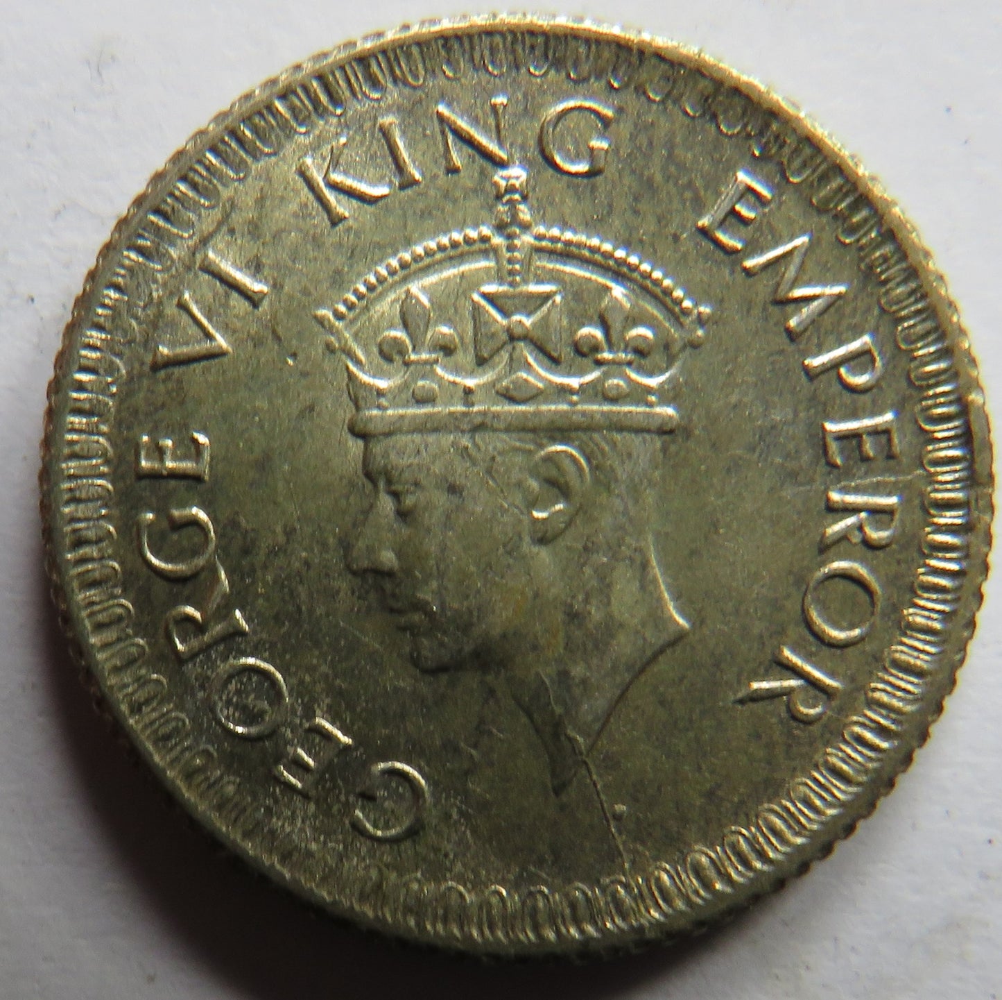 1943 King George VI India Silver 1/4 Quarter Rupee Coin