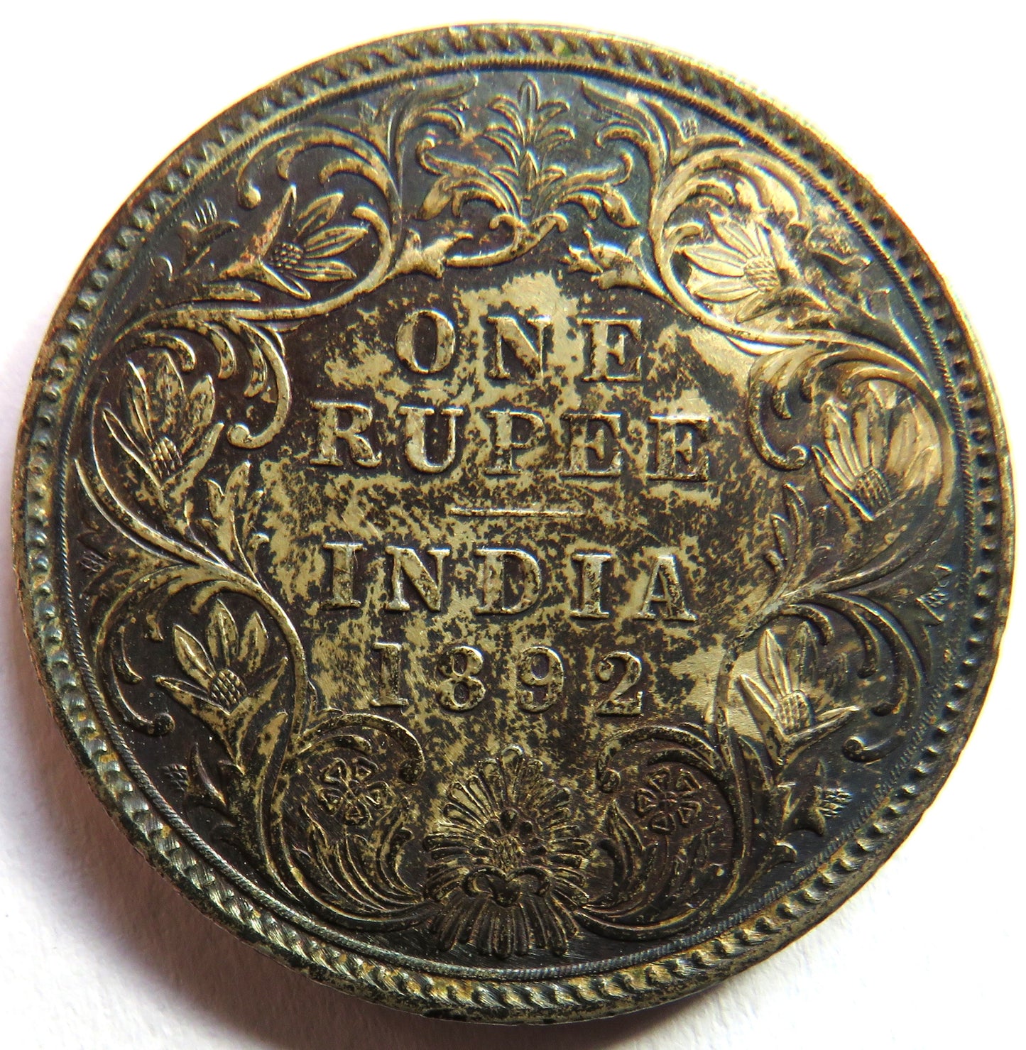 1892 Queen Victoria India Silver One Rupee Coin