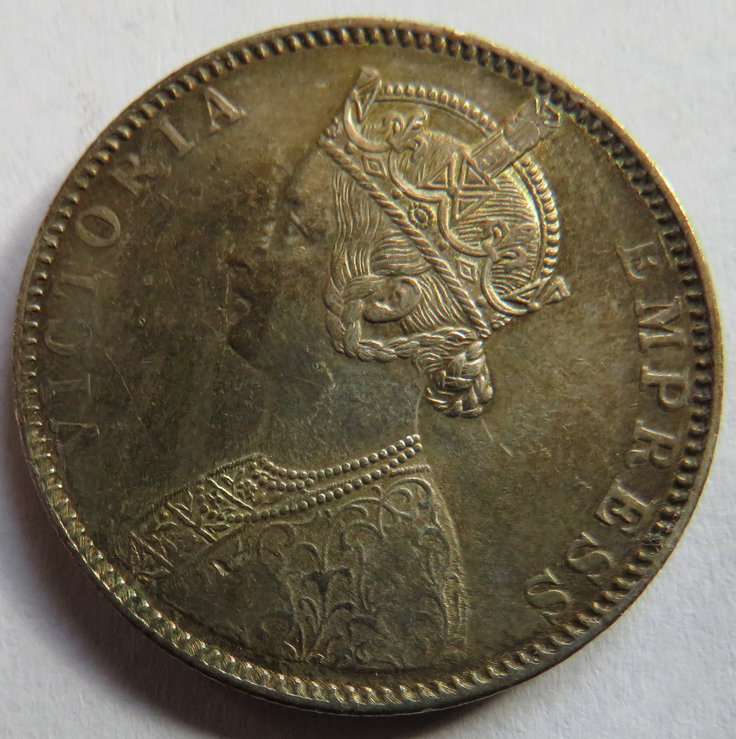 1892 Queen Victoria India Silver One Rupee Coin