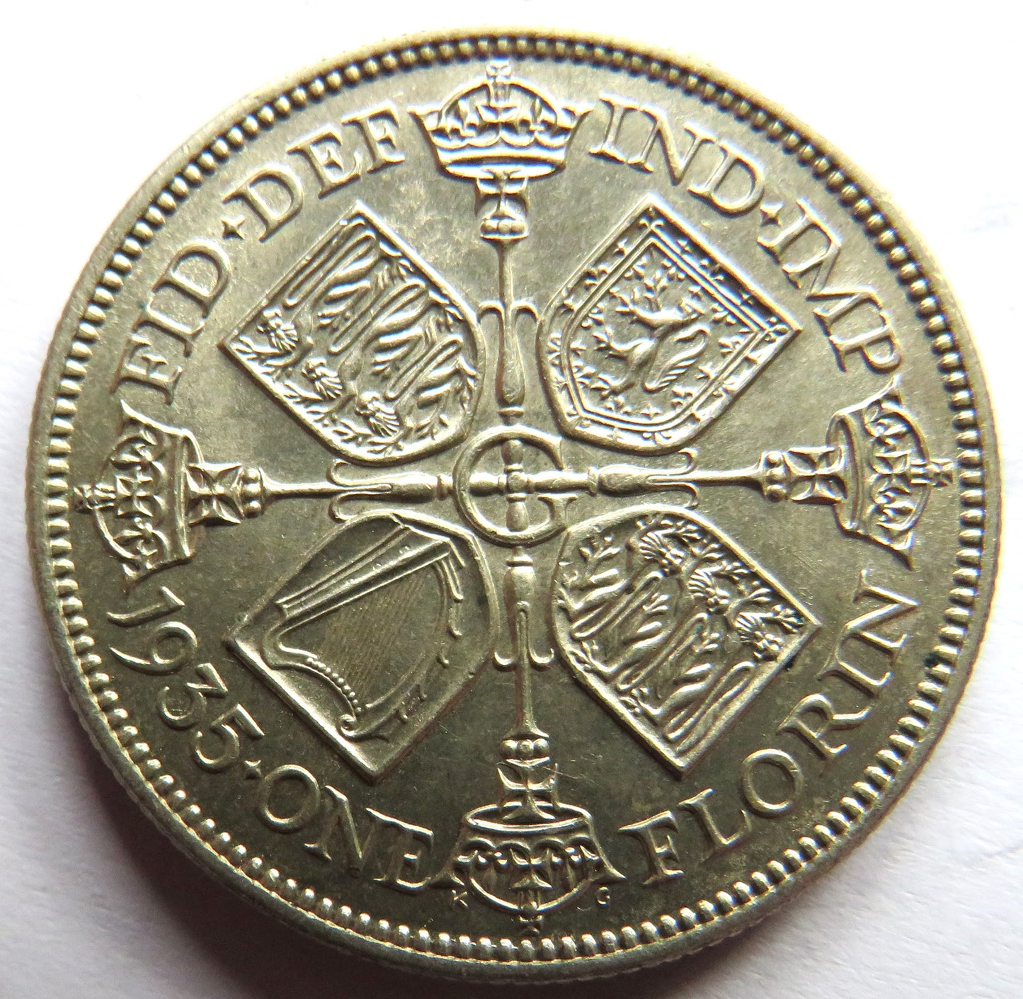 1935 King George V Silver One Florin Coin In High Grade