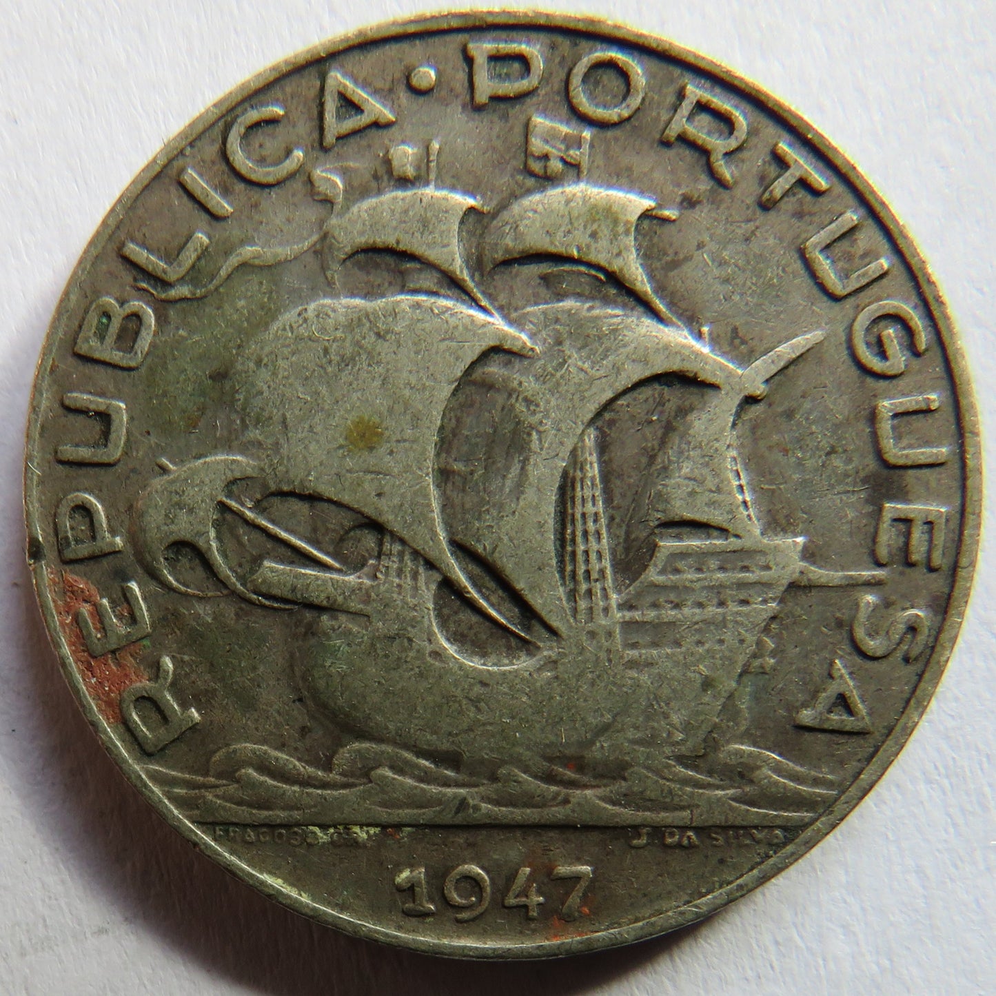 1947 Portugal Silver 5 Escudos Coin