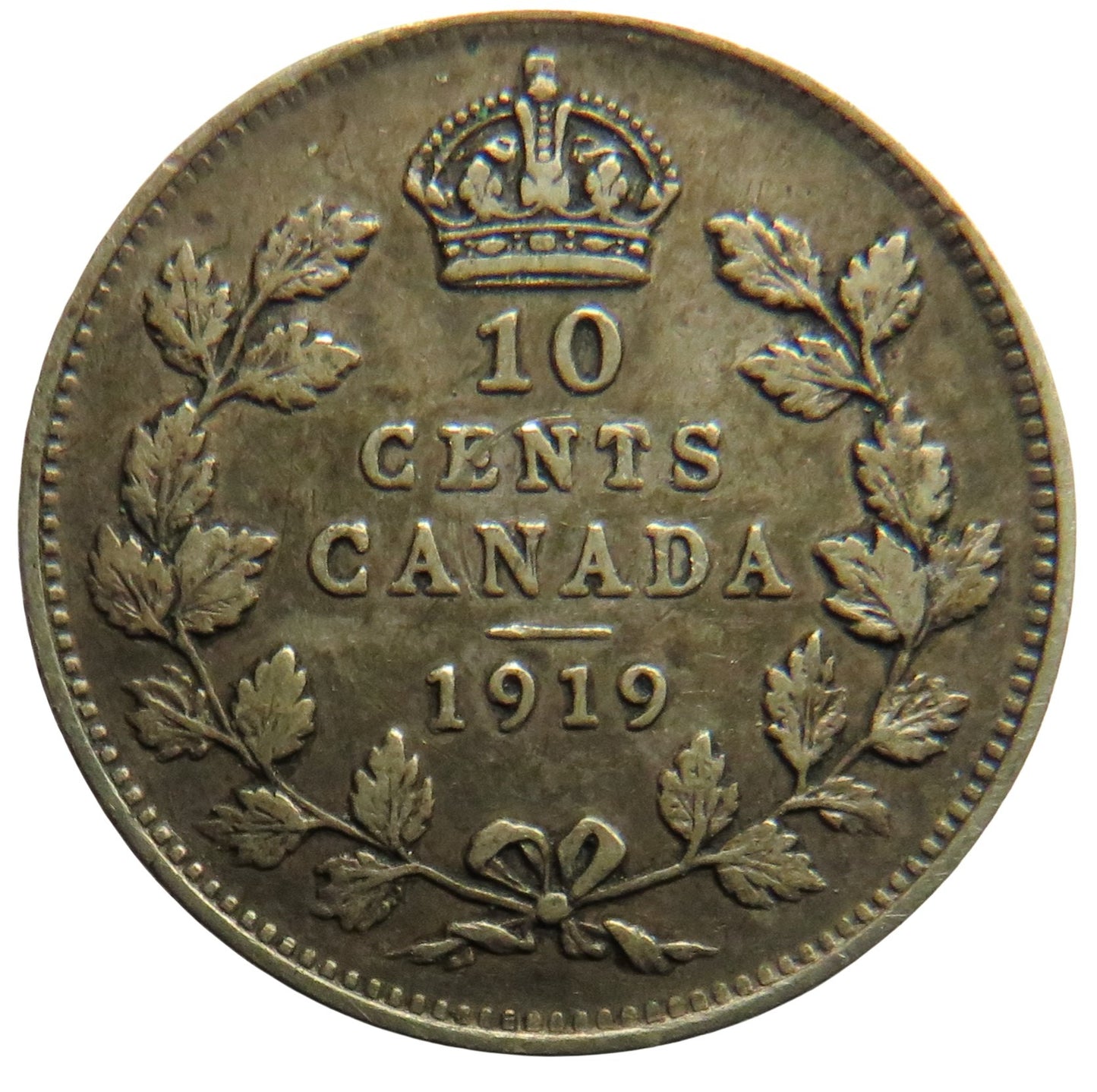 1919 King George V Canada Silver 10 Cents Coin