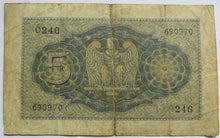 Load image into Gallery viewer, 1939 Italy 5 Lire Banknote
