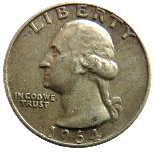 1964 USA Washington Silver $1/4 Quarter Coin