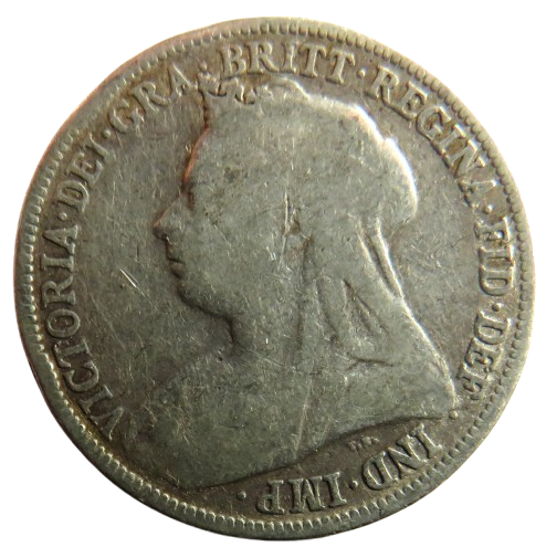 1896 Queen Victoria Silver Shilling Coin - Great Britain
