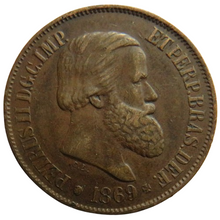 Load image into Gallery viewer, 1869 Brazil 20 Reis Coin
