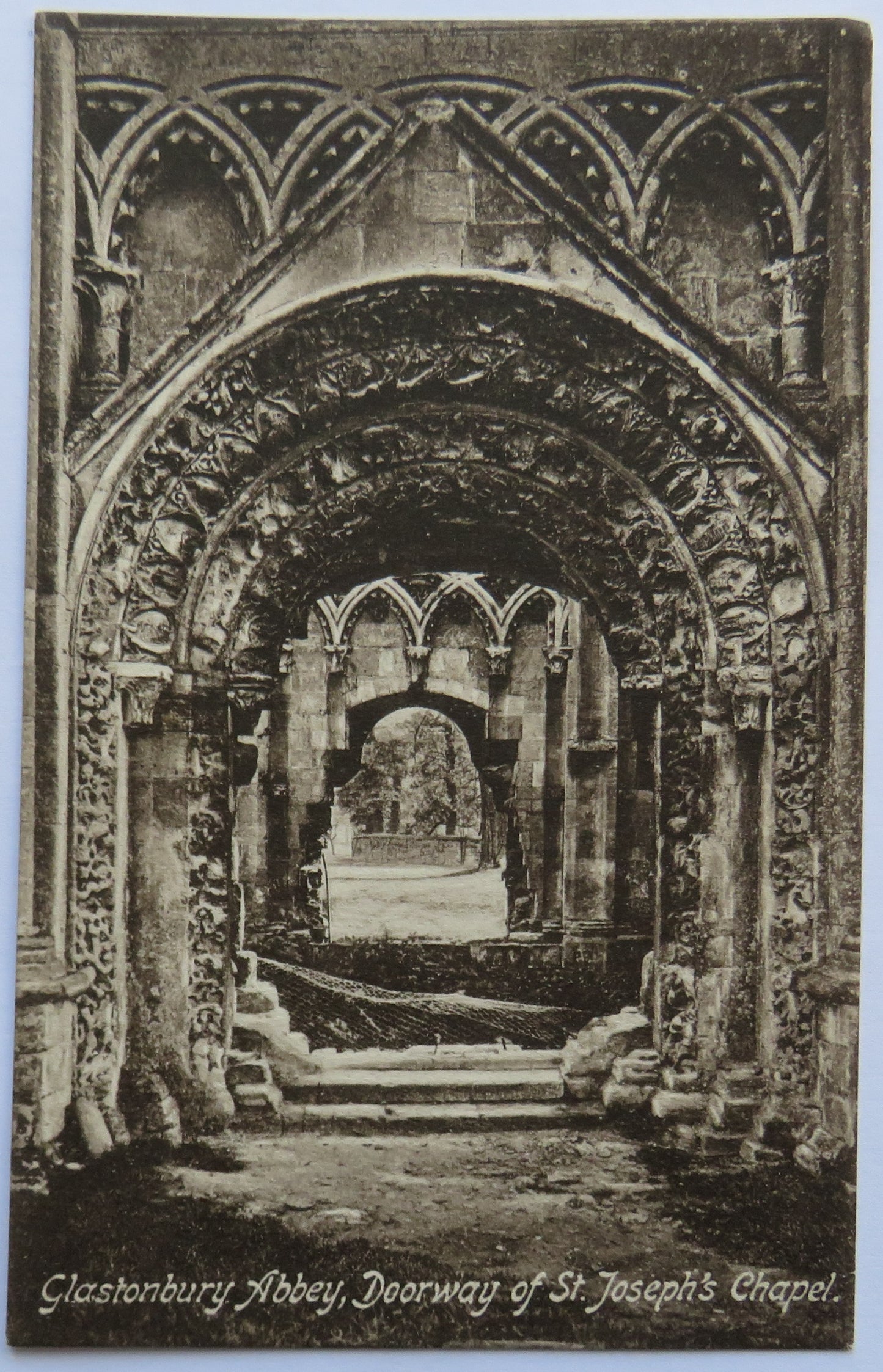 Vintage Postcard of Glasonbury Abbey, Doorway of St. Joseph's Chapel