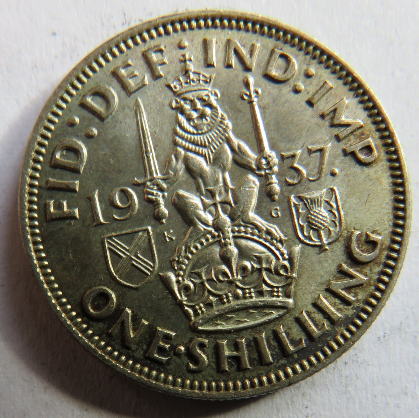 1937 King George VI Silver Scottish Shilling Coin - Great Britain