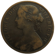 Load image into Gallery viewer, 1862 Queen Victoria Bun Head One Penny Coin - Great Britain
