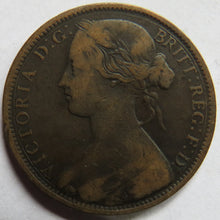 Load image into Gallery viewer, 1862 Queen Victoria Bun Head One Penny Coin - Great Britain
