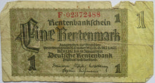 Load image into Gallery viewer, 1937 Germany One Rentenmark Banknote
