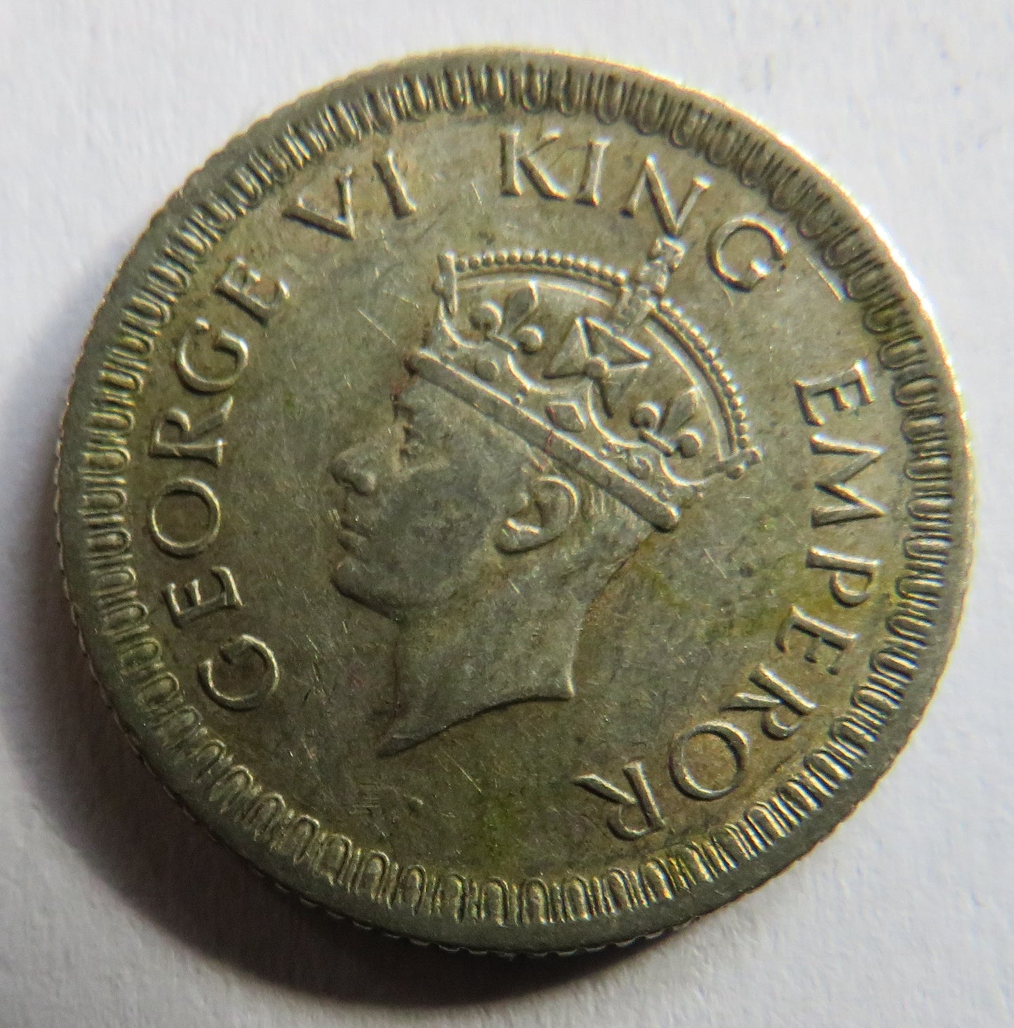 1942 King George VI India Silver 1/4 Rupee Coin