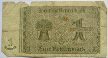 Load image into Gallery viewer, 1937 Germany One Rentenmark Banknote
