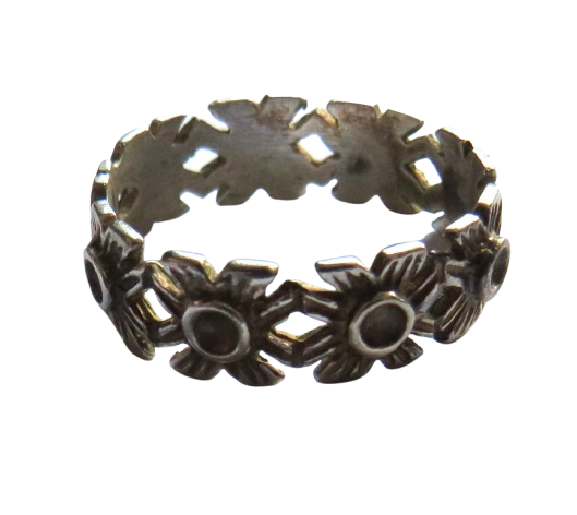 Ladies Silver Floral Style Ring UK Size N
