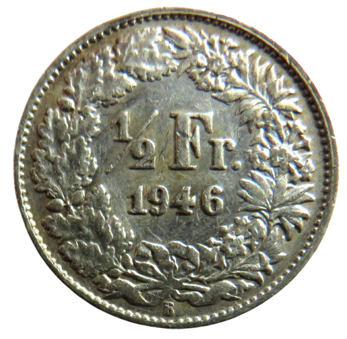 1946 Switzerland Silver 1/2 Franc Coin