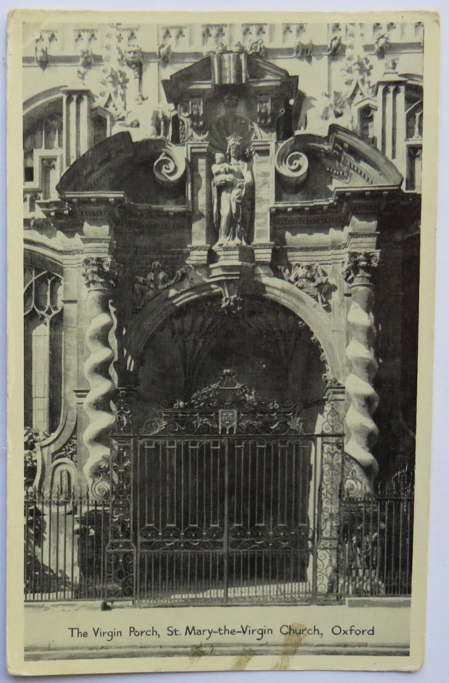 Vintage Postcard of The Virgin Porch, St. Mary-the-Virgin Church, Oxford, 1956