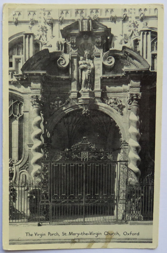 Vintage Postcard of The Virgin Porch, St. Mary-the-Virgin Church, Oxford, 1956