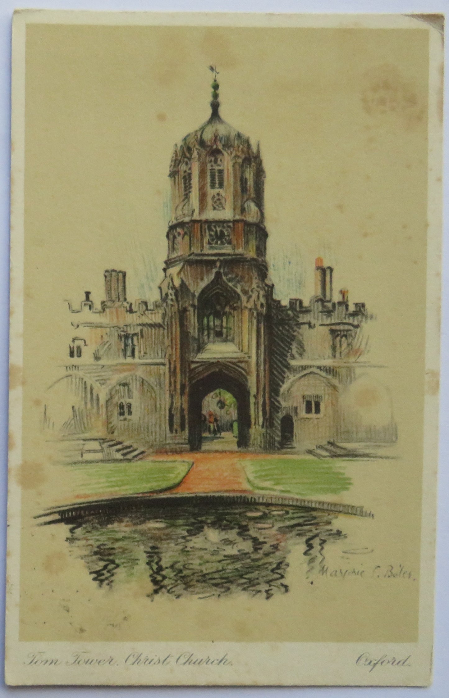 Vintage Postcard of Tom Tower, Christ Church, Oxford