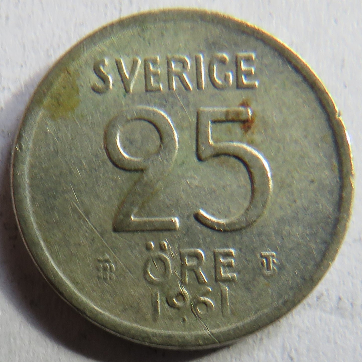 1961 Sweden Silver 25 Ore Coin