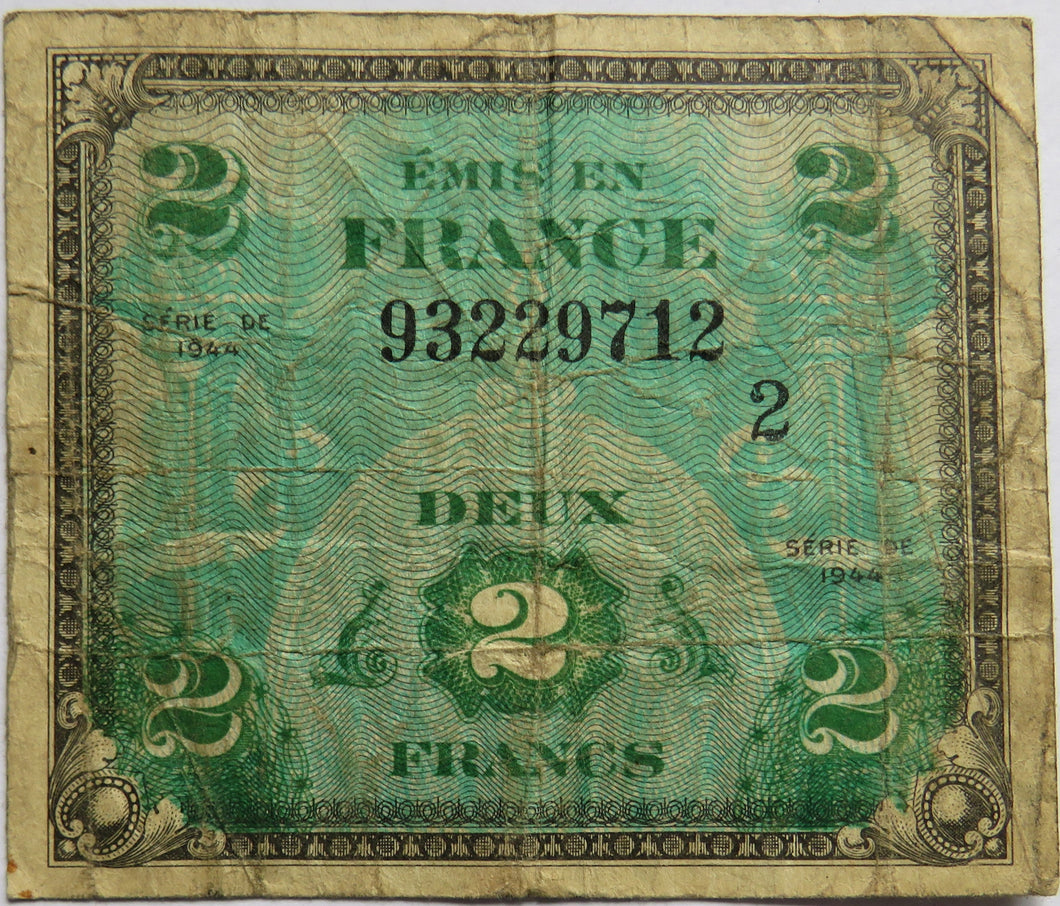 1944 France 2 Francs Banknote