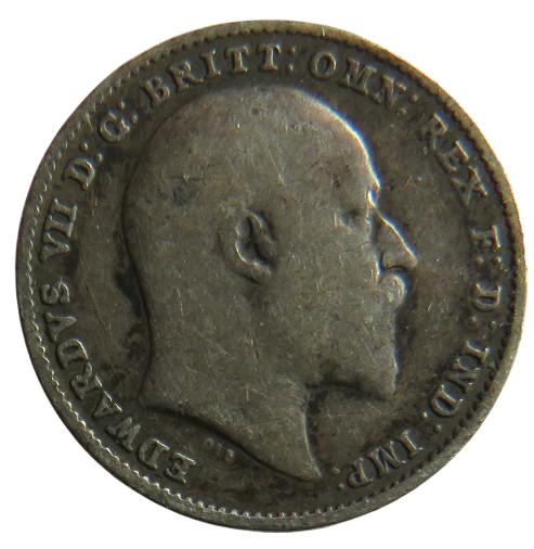 1909 King Edward VII Silver Threepence Coin - Great Britain