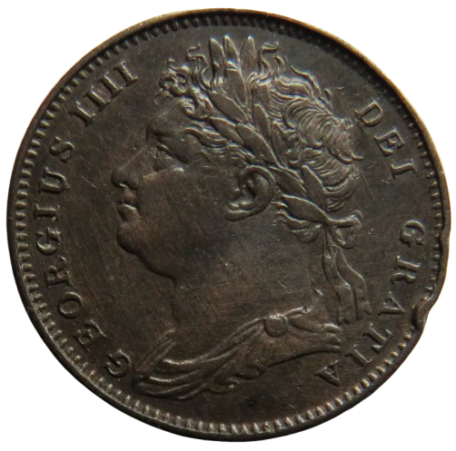 1822 King George IV Farthing Coin Great Britain - Good Detail