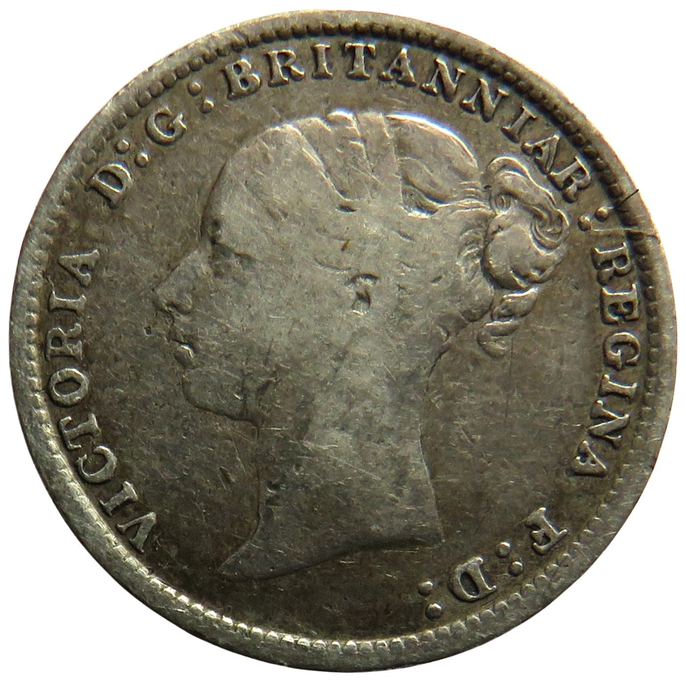 1883 Queen Victoria Young Head Silver Threepence Coin - Great Britain