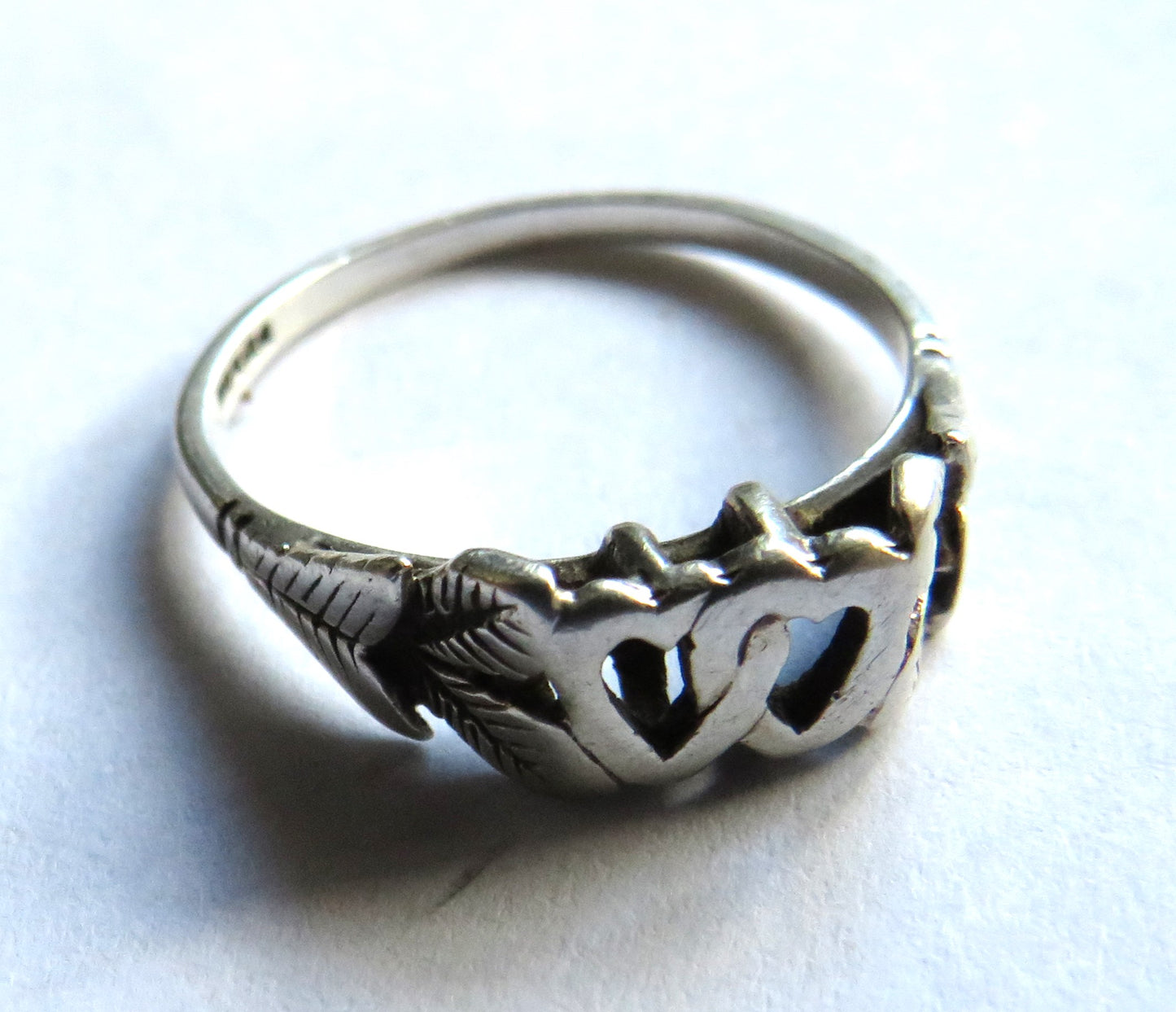 Ladies Sterling Silver Heart Design Ring Fully Hallmarked UK Size - O