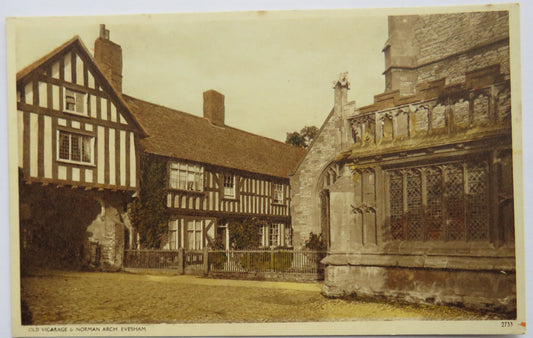 Vintage Postcard of the Old Vicarage & Norman Arch, Evesham