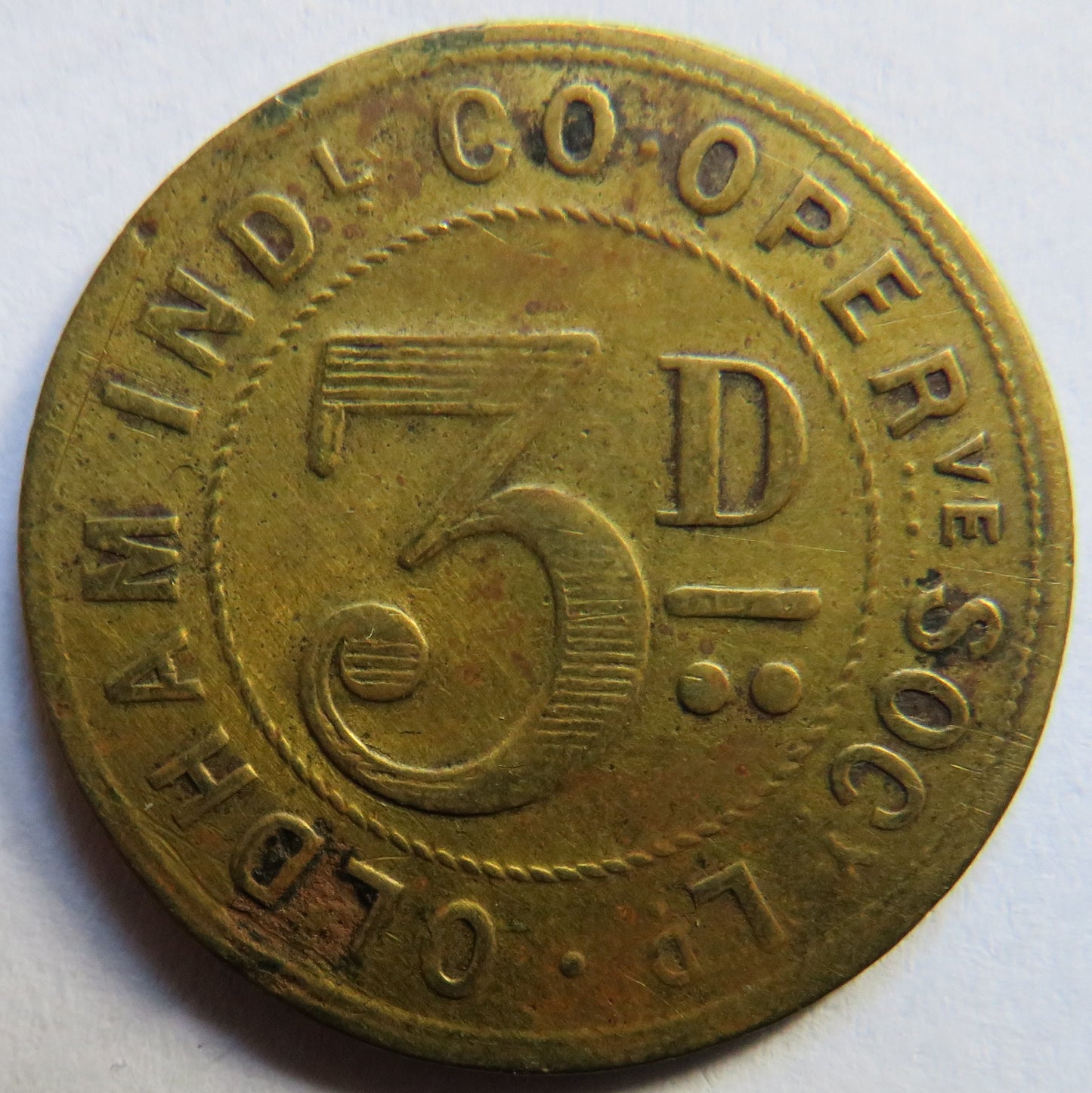 Oldham Industrial Cooperative Society 3s Token