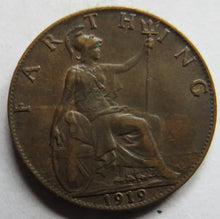 Load image into Gallery viewer, 1919 King George V Farthing Coin - Great Britain
