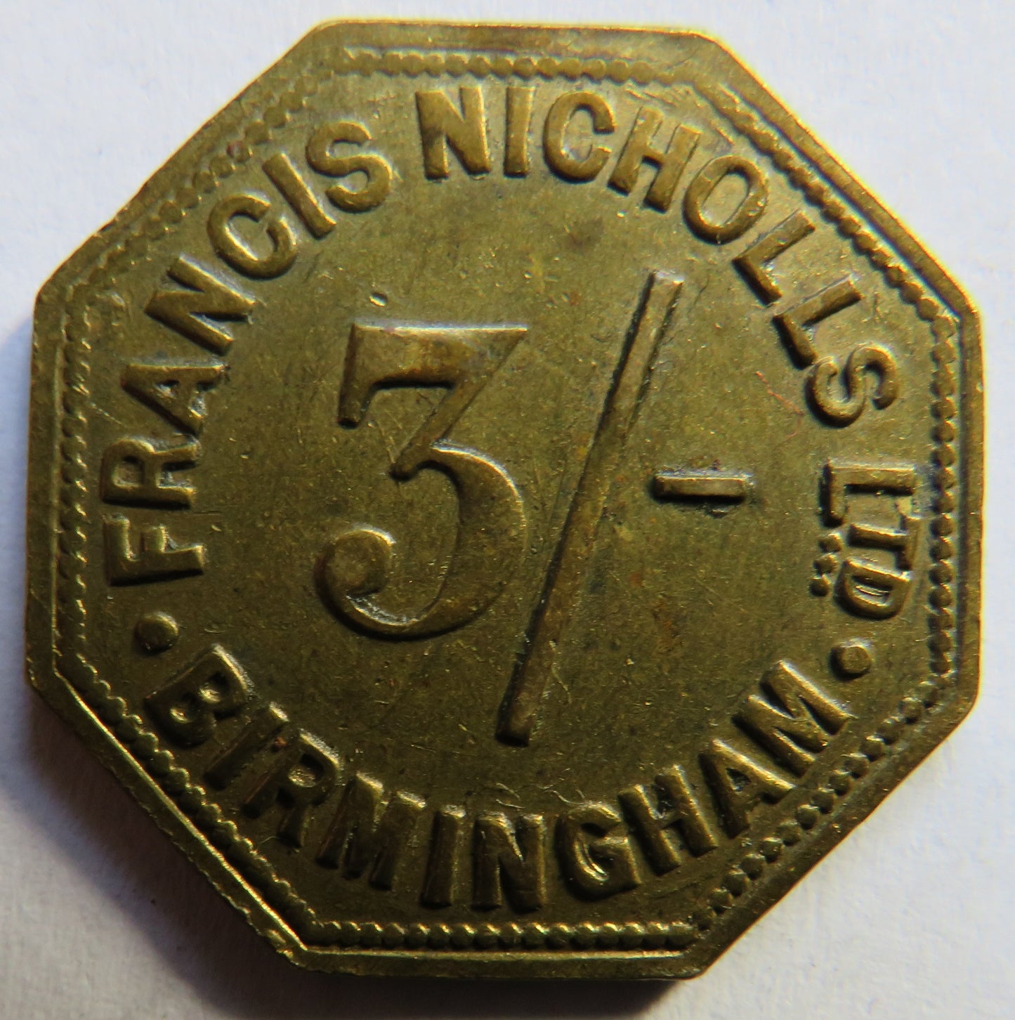 Francis Nicholls Ltd Birmingham 3/- Token
