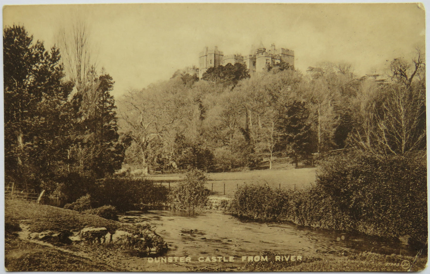Vintage Postcard of Dunster Castle from River
