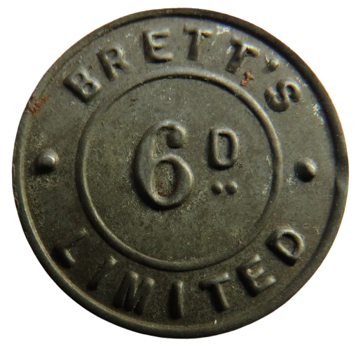 Brett's Limited Vintage 6d Sixpence Token