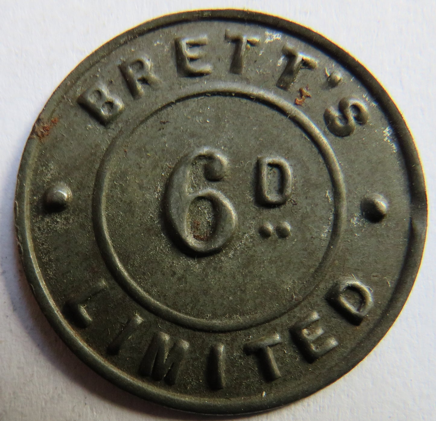 Brett's Limited Vintage 6d Sixpence Token