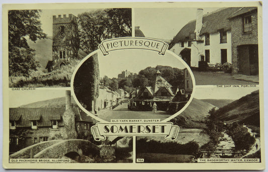 Vintage Multiveiw Postcard of Picturesque Somerset