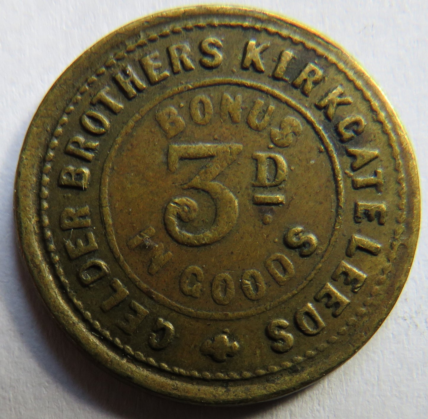 Gelder Brothers Kirkgate Leeds 3d Token