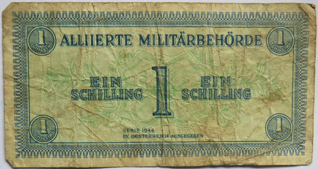 1944 Austria Allied Military Authority One Schilling Banknote