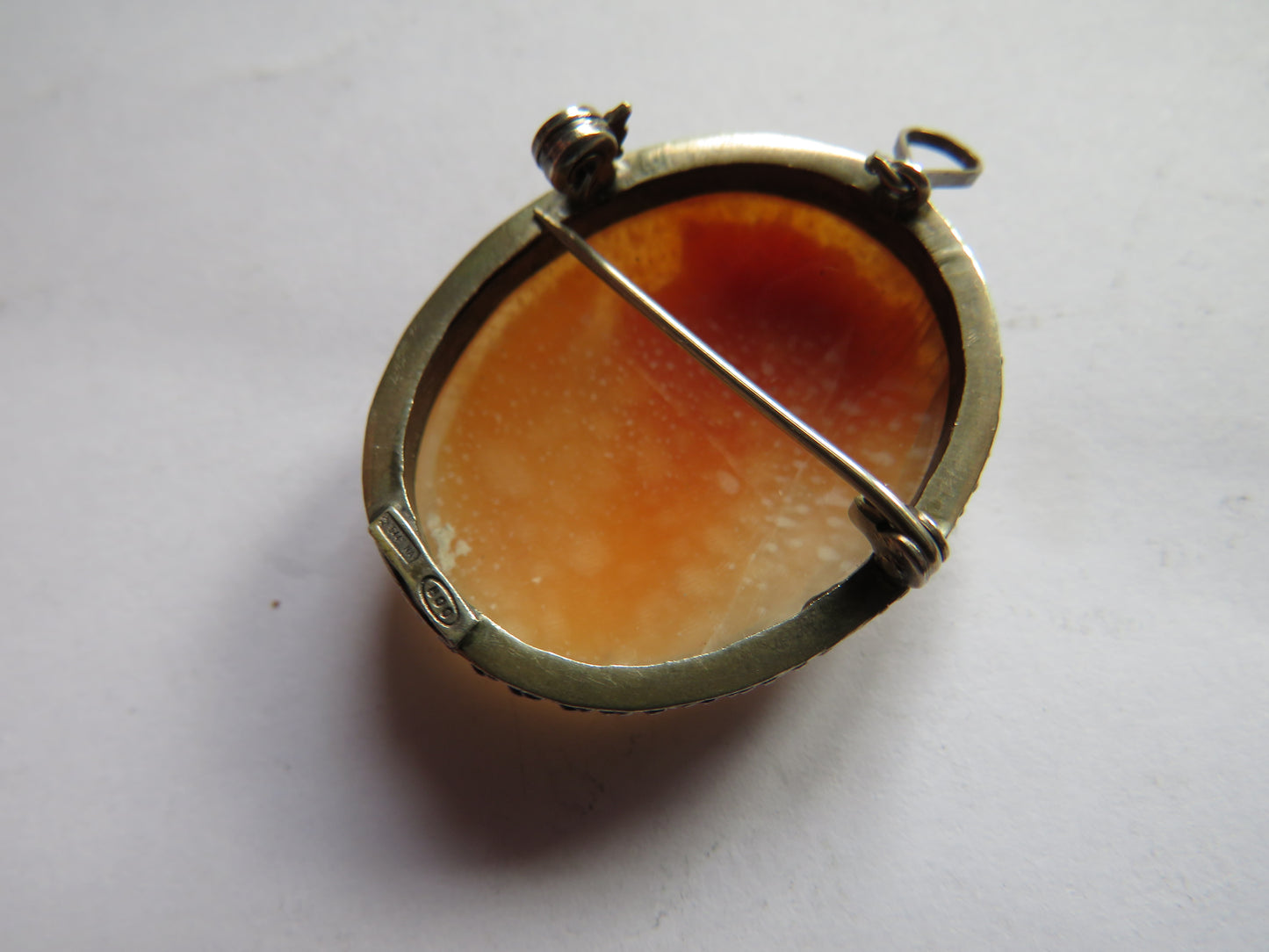 Antique .800 Silver Continental Cameo Brooch