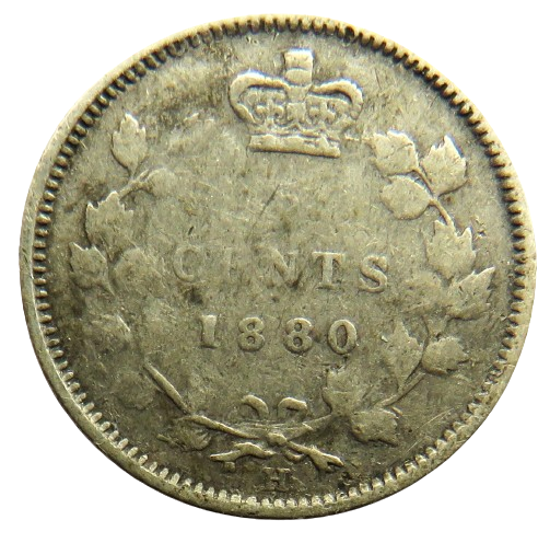 1880-H Queen Victoria Canada Silver 5 Cents Coin