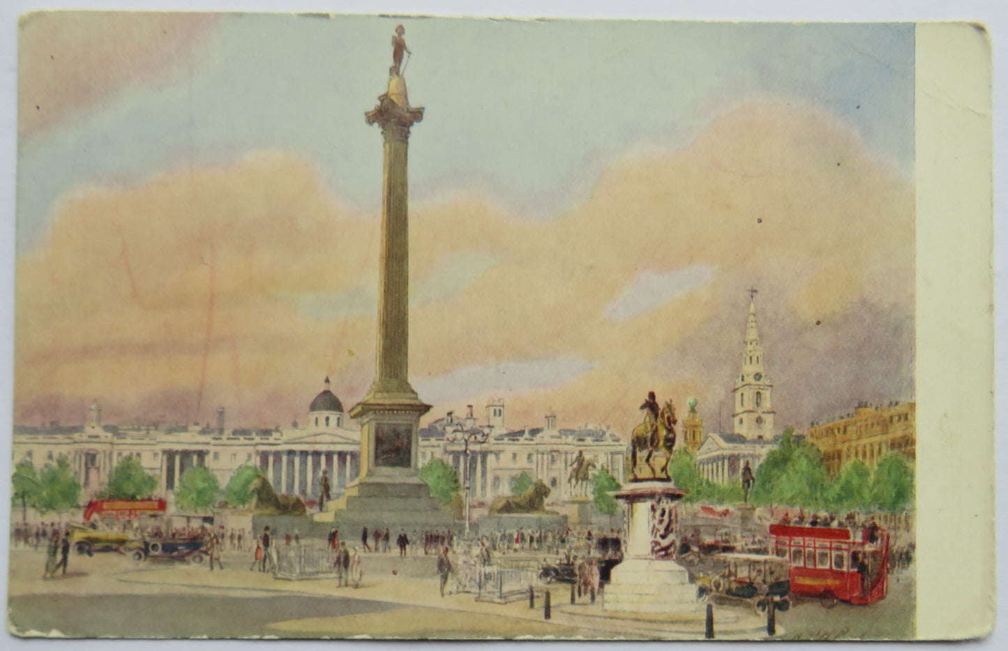 Vintage Postcard of London, Trafalgar Square - The National Gallery