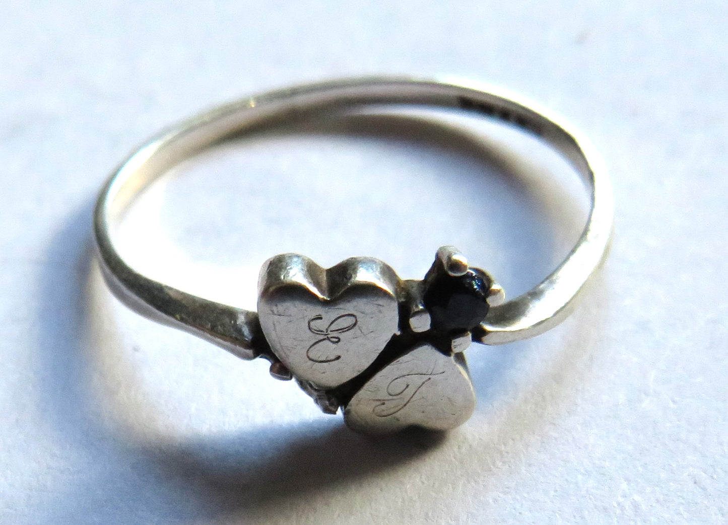 Ladies Sterling Silver Heart Design Ring Full Hallmarks - UK Size - Q