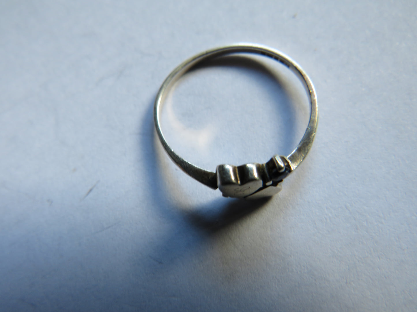 Ladies Sterling Silver Heart Design Ring Full Hallmarks - UK Size - Q