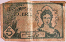 Load image into Gallery viewer, 1942 Algeria 5 Francs Banknote
